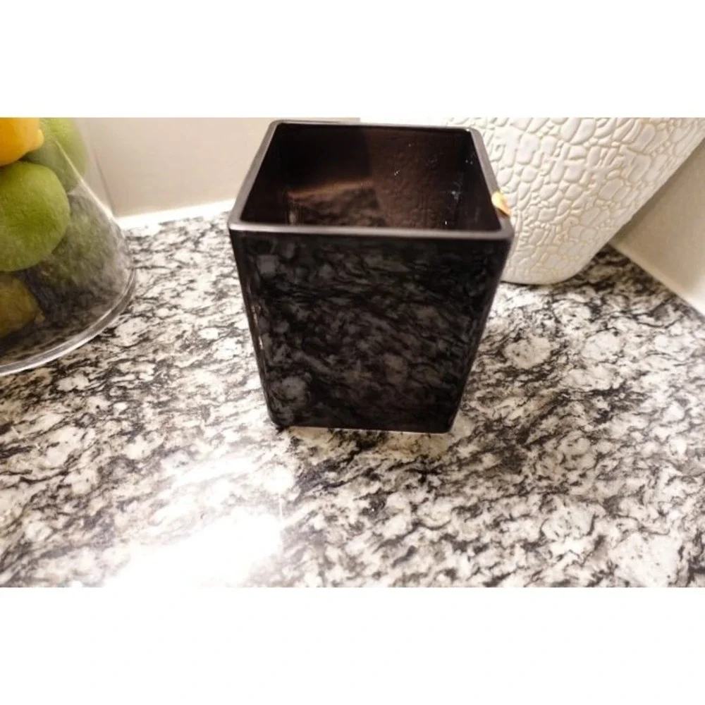 Luv Imports Smoked Black Glass Square Vase 5x4 Modern‎ Minimalist Decor